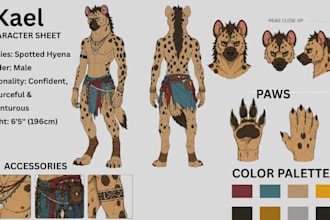 draw furry character sheet icon commission avatar emoji pack headshot oc design