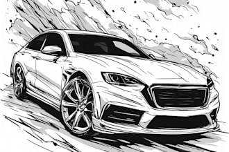 make cool car line art illustration