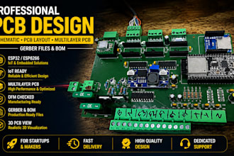 design esp32 esp8266, pcb layout, multilayer pcb and schematic in kicad, iot,cad