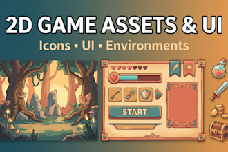 design 2d game assets, icons, and UI for your game