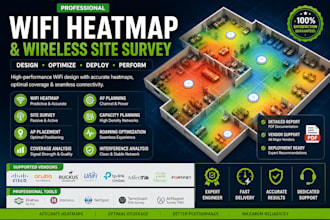 create a professional wifi heatmap site survey wireless network design