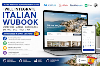 integrate italian wubook wordpress booking zak pms ota wix hotel website spain