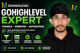 create gohighlevel funnel, website, CRM and automation