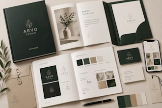 design custom brand book, visual style guide for startups, and small businesses