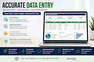 do accurate data entry, web research and provide a free pattern analysis report