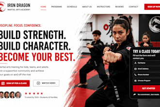 design wix martial arts school website with class signup page