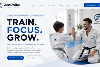 design wix martial arts school website with class signup page