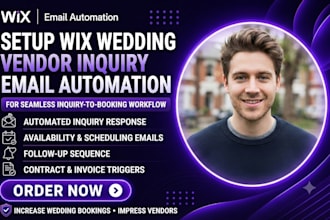 setup wix wedding vendor inquiry email automation and follow up workflow