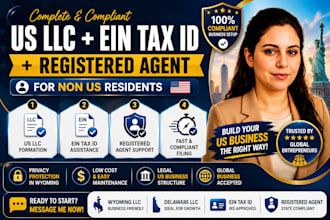 create US llc ein tax id and registered agent for non residents faster