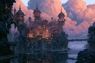 create stunning fantasy background and scenery illustration