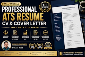write a professional ats resume, CV and cover letter that gets you hired