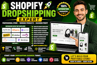 build shopify dropshipping store via autods, spocket, dsers, bigbuy and doba