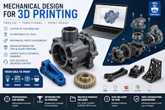 do 3d mechanical design engineering product cad model for 3d printing or cnc