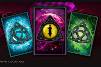 design custom trading card game, tcg ccg cards, fantasy board game art