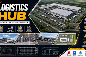 do logistics hub master plan, logistics cad, cargo warehouse plans