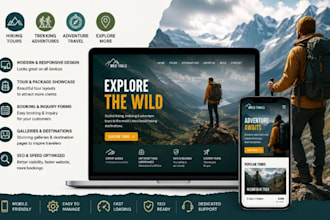 design hiking tour website trekking tour website adventure travel website
