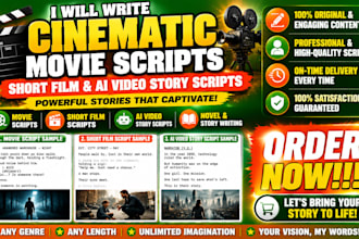 write cinematic movie scripts, short film and ai video story script novel writer
