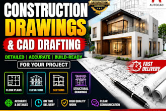produce detailed construction drawing and cad drafting for your project cad plan