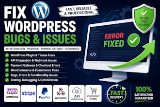 fix wordpress bug fix API integration webhook payment gateway error wix issues