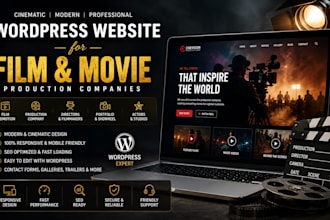 design wordpress website cinematic film website, film production for your brand