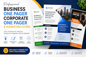 design business one pager, corporate one pager, or marketing flyers