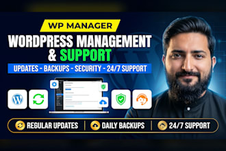 provide monthly wordpress management, help and support as wordpress manager