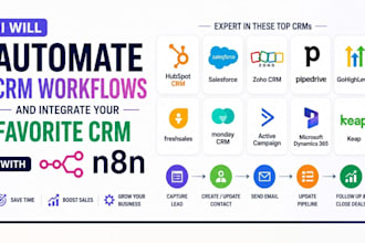 automate hubspot salesforce zoho CRM, gohighlevel, freshsales pipedrive with n8n
