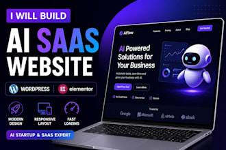 design a modern ai startup or saas wordpress website with elementor