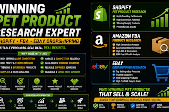 shopify winning pet product research, fba product research and ebay dropshipping