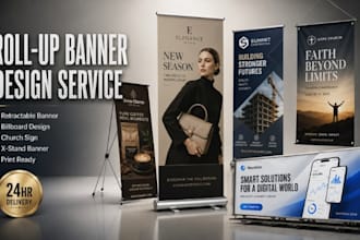 design retractable banner, pull up banner, roll up banner, signage design