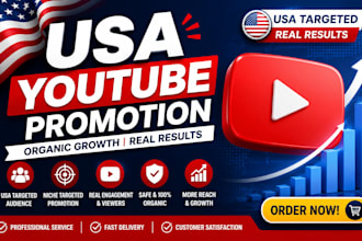 do USA youtube promotion, organic marketing and real audience growth