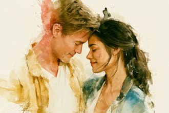 draw a watercolor couple portrait