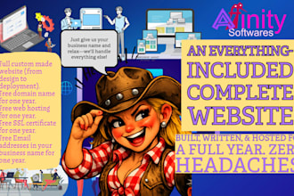 build a custom website with free one year hosting, domain, ssl and server setup