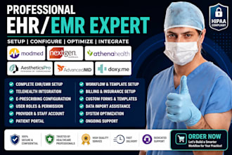 setup modmed, nextgen office, athena, aestheticspro advancedmd doxy me ehr emr