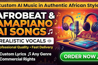 custom ai music, ai song in african style, afrobeat, amapiano realistic vocals