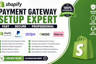 fix and setup shopify payment gateway professionally in