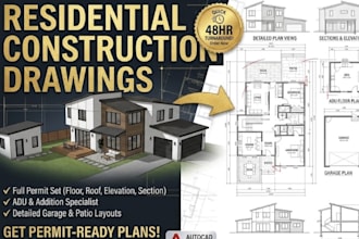 create adu plans deck patio garage plans and residential construction drawings