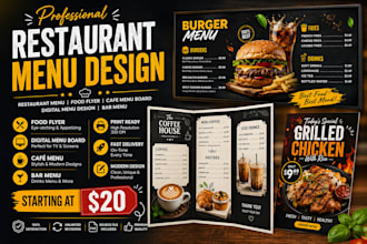design restaurant menu, food flyer cafe menu board, digital menu design bar menu
