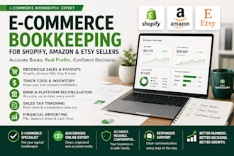 do ecommerce bookkeeping for shopify, amazon and etsy sellers