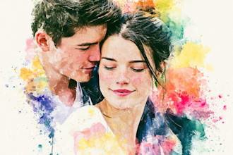 do watercolor couple portrait custom couple