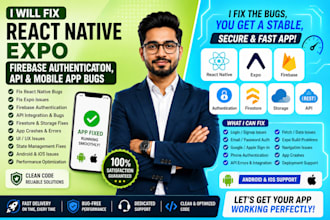fix react native expo firebase authentication API and mobile app bugs