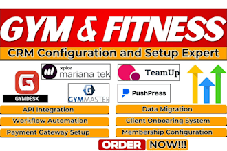 gym and fitness crm gohighlevel pushpress gymdesk teamup marianatek gymmaster