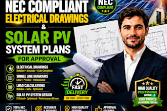 design nec compliant electrical drawings and solar pv system plans for approval