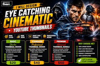 design eye catching cinematic youtube thumbnails