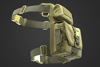 do realistic 3d bag model, tactical bag 3d belt backpack purses wallet in  clo3d