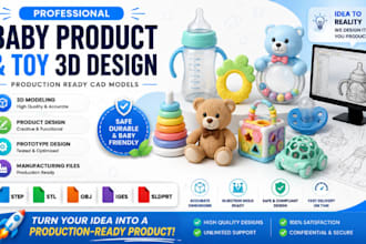 design 3d baby toy child product cad model and prototype for production