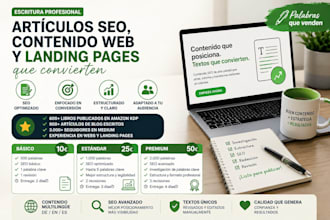 artículos SEO, blogs, textos web, landing pages, copywriting