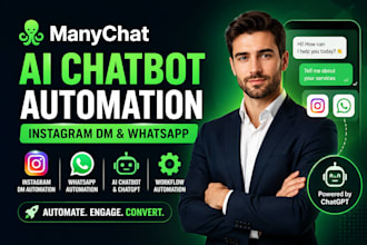 automate instagram dm, ai chatbot, workflow, whatsapp using manychat