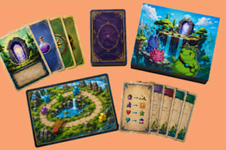 design board game cards, tcg, playing cards and game assets