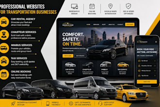 design car rental agency website chauffer website minibus taxi website